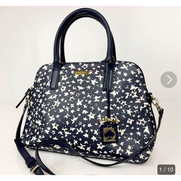 Kate Spade Brightwater Rachelle Stargazer Grainy Textured Vinyl Navy White - Picture 14 of 15